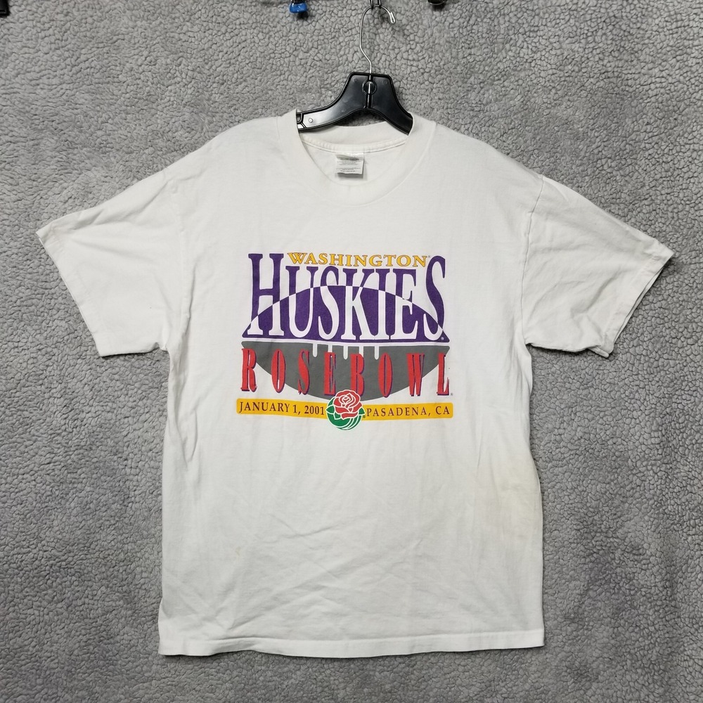 Vintage 2001 Rose Bowl Purdue vs Washington Huskies College Football T-Shirt XL
